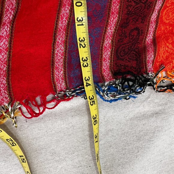 Pashmina Stripe Oversized Blanket Scarf fringe edges Silk Blend - Picture 6 of 9